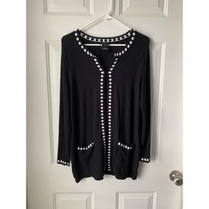 Alison Sheri Black and White Women’s Cardigan Sweater Small Petite
